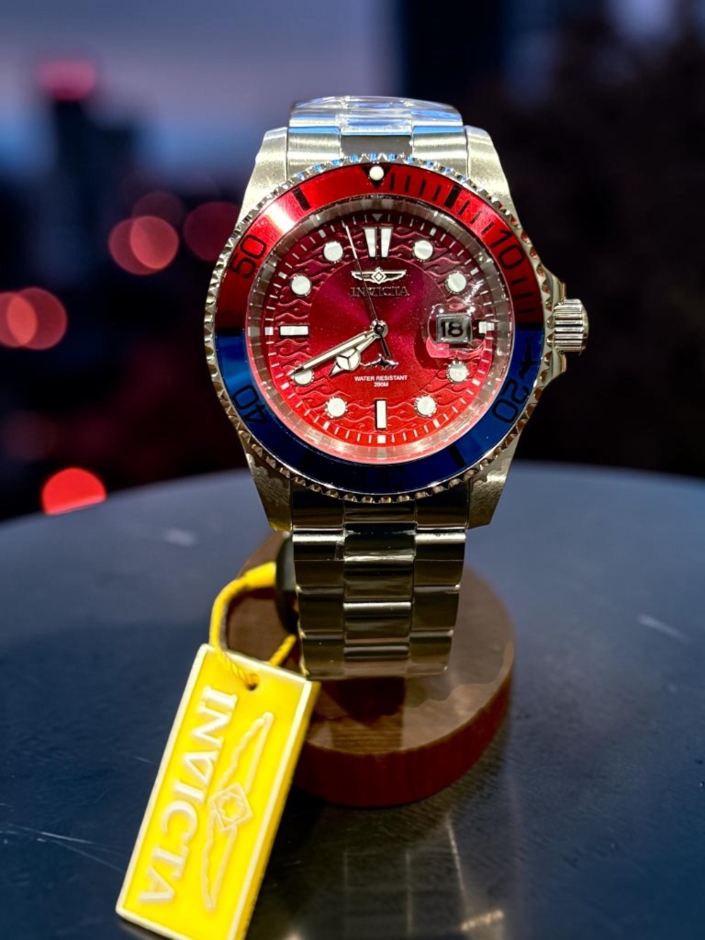 Invicta 50902 Men's Pro Diver Red Dial Red & Blue Bezel Stainless Steel Watch
